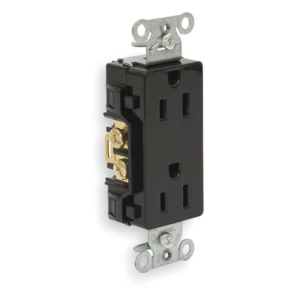 Hubbell DR15BLK 15A 125V Commercial Grade Black Duplex Receptacle ...