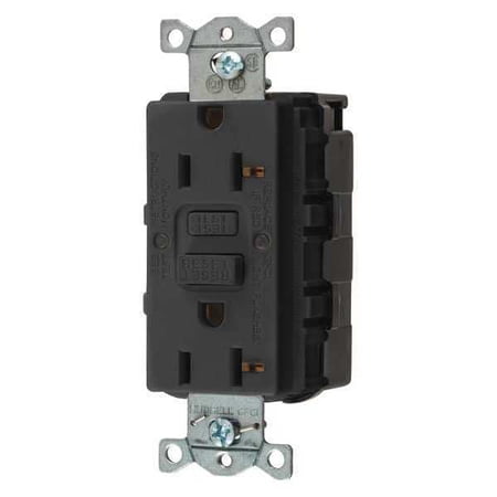 Hubbell Recept,Black,20 A,GFCI,2P3W,Back,1PK GFRST20SNAPBK