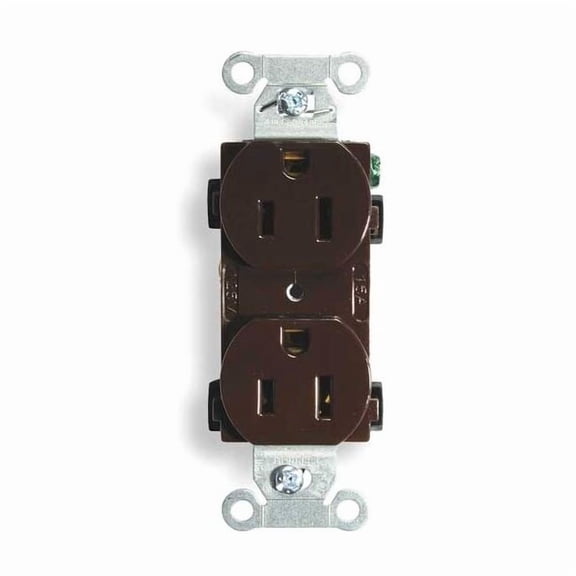 Straight Blade Receptacle, 5-15R, 15 A, 125V AC, 2 Pole, 3 Wire, Flush Mount, Grounded