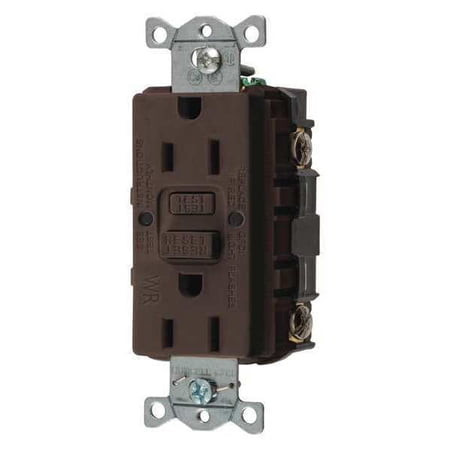 Hubbell Recept,Brown,15 A,GFCI,2P3W,Bk;Sd,1PK GFWRST15