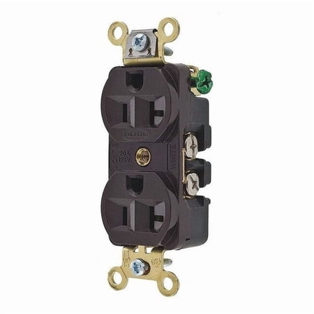 Straight Blade Receptacle, 5-20R, 20 A, 125V AC, 2 Pole, 3 Wire, Flush Mount, Single, Brown