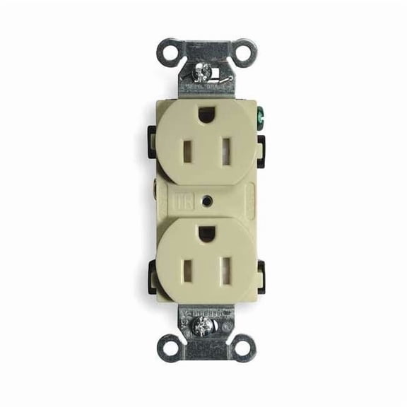 Hubbell Commercial Industrial Grade Tamper Resistant Duplex Receptacle, 15 Amp, Ivory