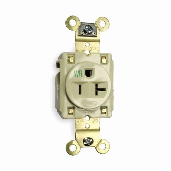 20, Harsh and Heavy Use Industrial, Receptacle, Ivory, No Tamper Resistant