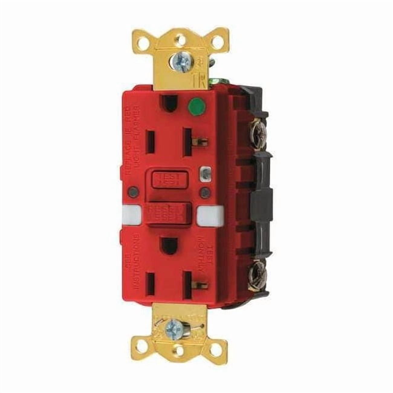Hubbell Wiring Device-Kellems GFCI Rceptcle, Hspital, Red, 20A, 1 HP GFTRST83RNL