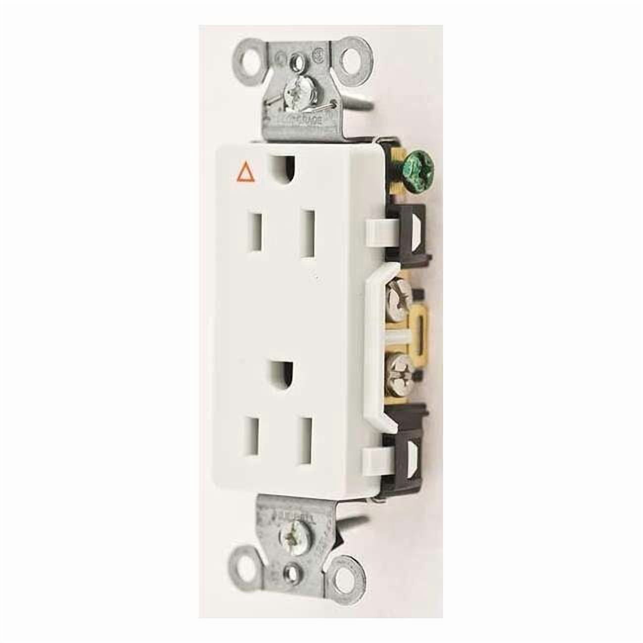 Straight Blade Receptacle, 5-15R, 15 A, 125V AC, 2 Pole, 3 Wire, Flush Mount, Isolated Ground