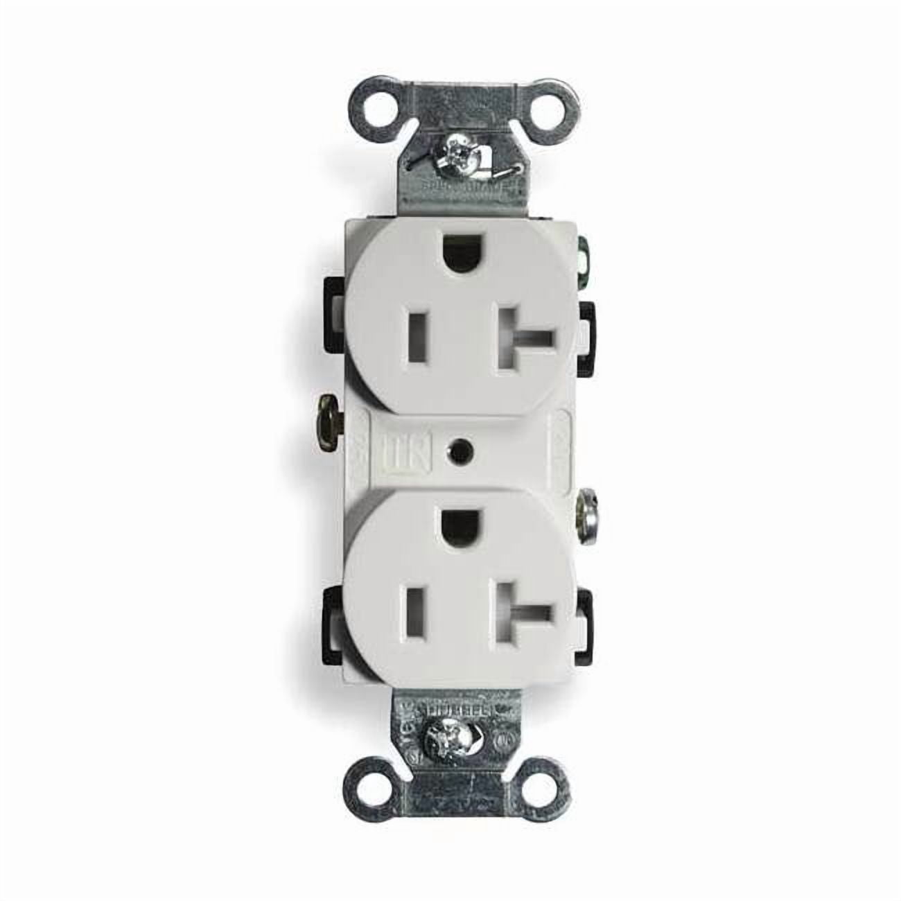 Hubbell Commercial Industrial Grade Tamper Resistant Duplex Receptacle, 20 Amp, White