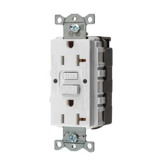 Hubbell Wiring Device-Kellems Recept,White,20 A,GFCI,2P3W,Back,1PK SNAPGF20W