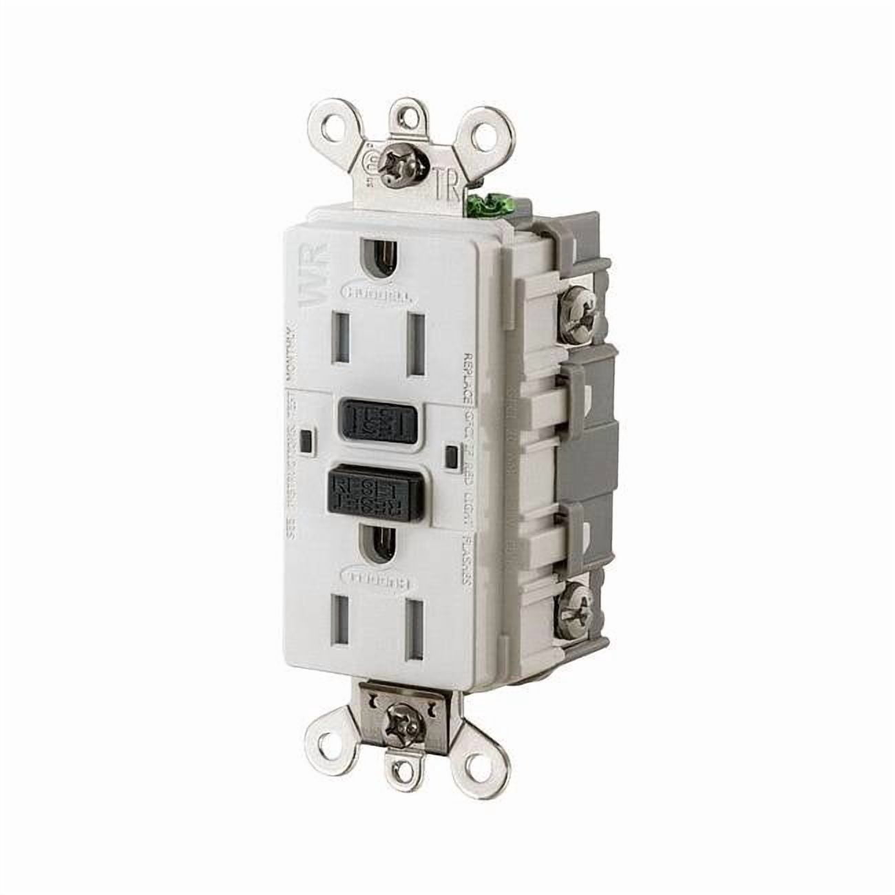 Hubbell Wiring Device-Kellems Recept,Wht,15 A,GFCI,2P3W,Back; Side,1PK GFSG5262W