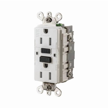 Hubbell Wiring Device-Kellems Recept,Wht,15 A,GFCI,2P3W,Back; Side,1PK GFSG5262W
