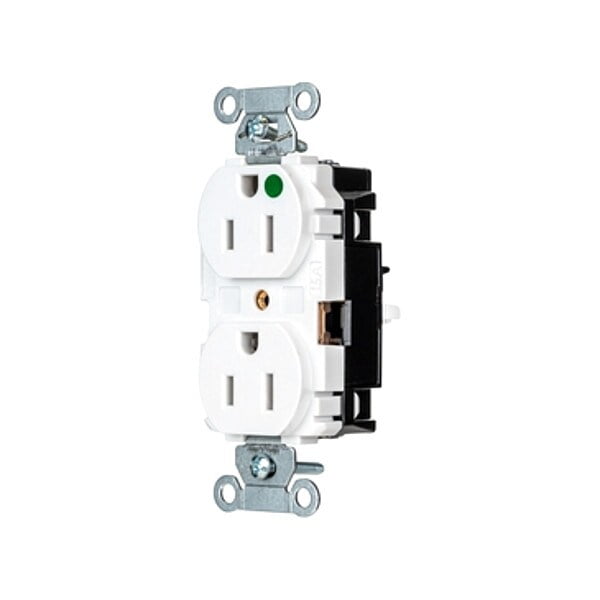 Hubbell Wiring Device-Kellems Receptacle,1/2 hp,125V AC,NEMA 5-15R 8200STW