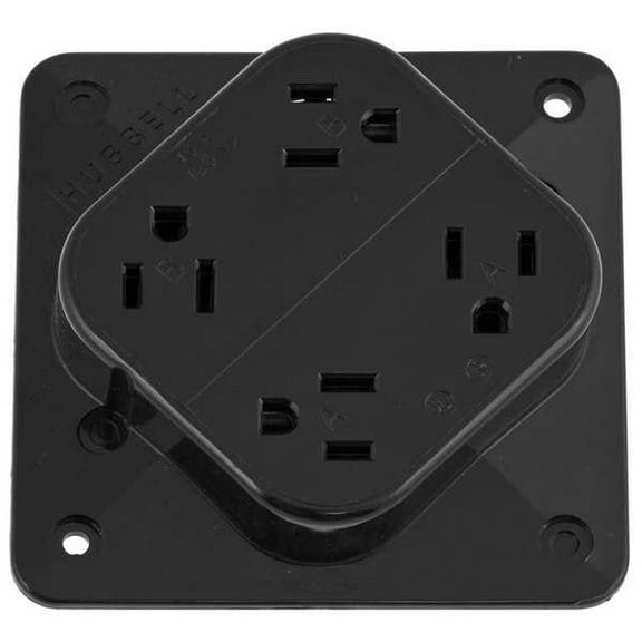 Hubbell Wiring Device-Kellems Receptacle,Black,15 A,2P3W,Back,1PK HBL415BK