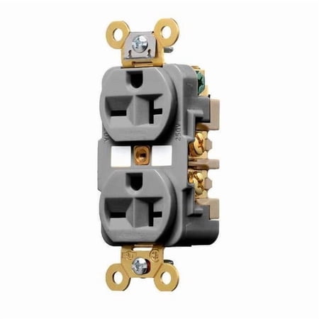 Straight Blade Receptacle, 6-20R, 20 A, 250V AC, 2 Pole, 3 Wire, Flush Mount, Grounded