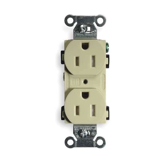 Hubbell Kellems CR15ITR 125 VAC 15A NEMA 5-15R Specification Grade Ivory Straight Blade Duplex Receptacle