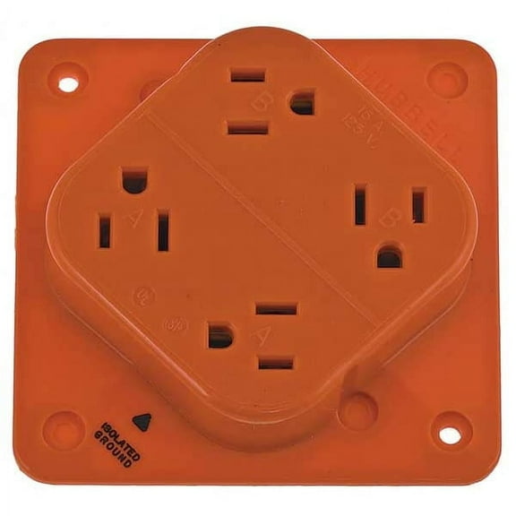 Hubbell Wiring Device-Kellems Receptacle,Orange,15 A,2P3W,Back,1PK IG415