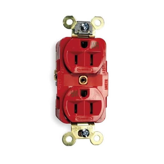 Straight Blade Receptacle, 5-15R, 15 A, 125V AC, 2 Pole, 3 Wire, Flush Mount, Grounded