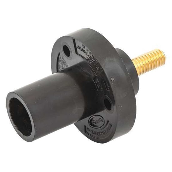 Hubbell Wiring Device-Kellems Receptacle,Single Pin,Male,Blk,Taper HBL15MRSBK