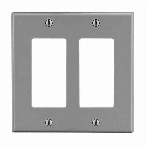 Hubbell Wiring Device-Kellems Rocker Wall Plate,Mid;Gray,2Gng,Smth Stn PJ262GY