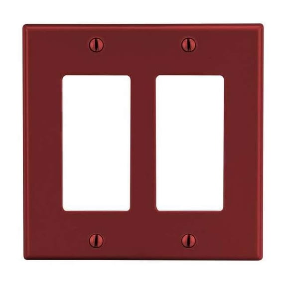 Hubbell Wiring Device-Kellems Rocker Wall Plate,Stnd;Red,2Gng,Smth Stn P262R