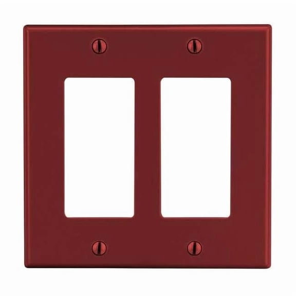 Hubbell Wiring Device-Kellems Rocker Wall Plate,Stnd;Red,2Gng,Smth Stn P262R