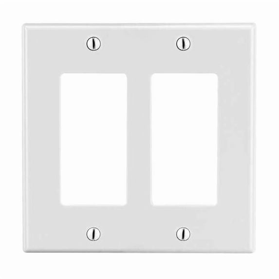 Rocker Wall Plate, Number of Gangs: 2 Plastic, Satin Finish, White