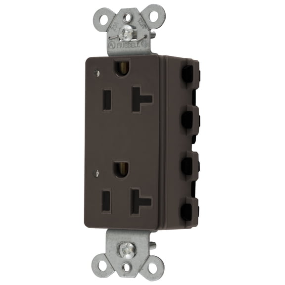 Hubbell SNAP2162L Brown SnapConnect Duplex Outlet Receptacle LED Indicators 20A