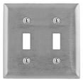 thumbnail image 1 of Hubbell SS2 Stainless Steel Metal Two Gang Toggle Switch Wall Plate, 1 of 2