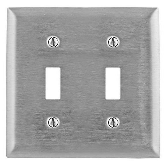 Hubbell SS2 Stainless Steel Metal Two Gang Toggle Switch Wall Plate
