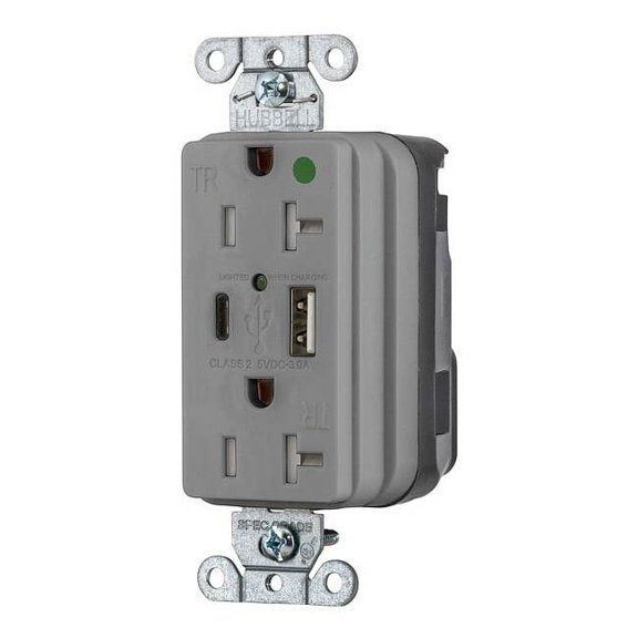 Hubbell Wiring Device-Kellems Snapconnect receptacle SNAP8300UACGY