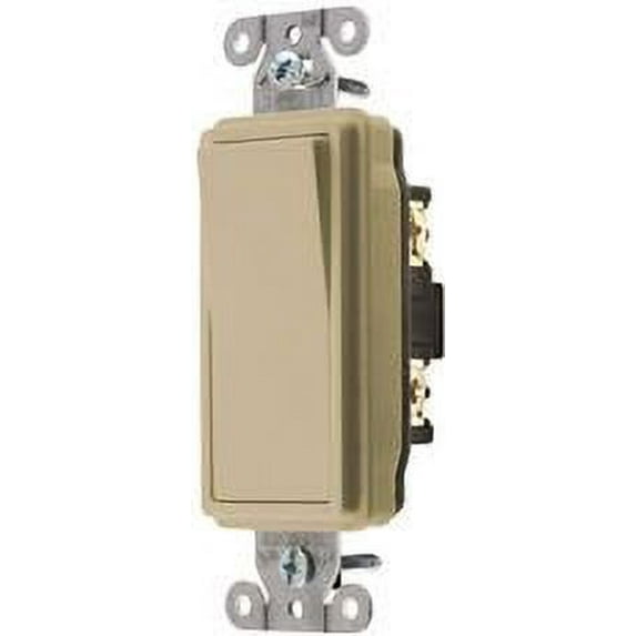 Hubbell Specification Grade Decorator Rocker Switch, 20 Amp, Double Pole, Ivory