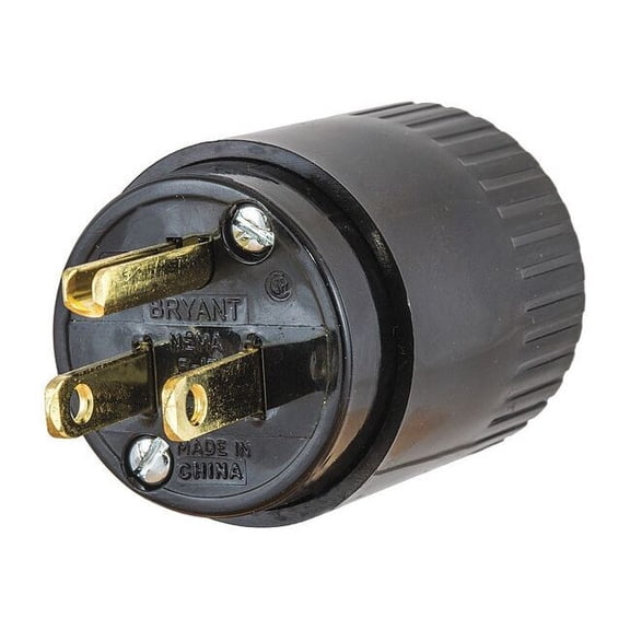 Straight Blade Plug, 5-15P, 15 A, 125V AC, 2 Pole, Screw Terminals, Grounded