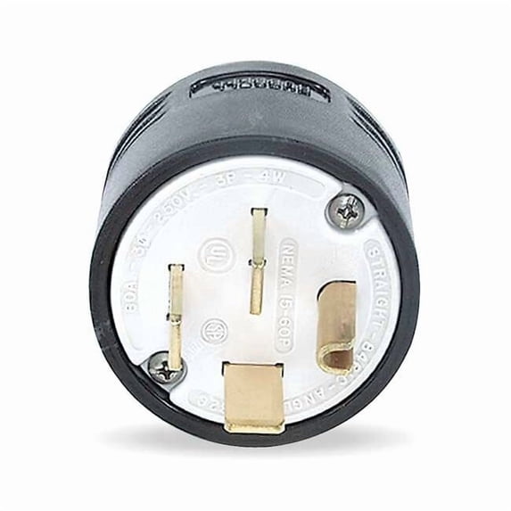 Hubbell Wiring Device-Kellems Straight Blade Plug,Blk,60 A,Stnd,15-60P HBL8461C