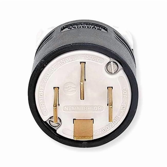 Straight Blade Plug, 18-60P, 60 A, 120/208V AC, 4 Pole, Screw Terminals, Non-Grounded