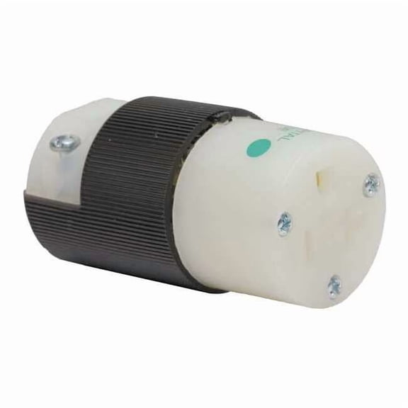 Straight Blade Connector, 5-20R, 20 A, 125V AC, 2 Pole, 3 Wire, Screw Terminals, Black, White