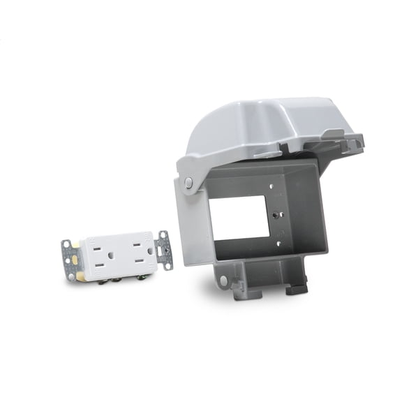 Hubbell Taymac - MD5802-0 1G 15A Duplex/Horizontal In-Use Metal Cover Combo