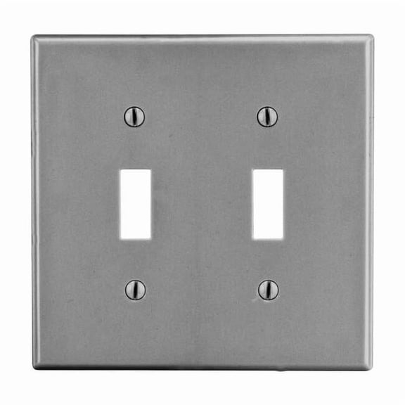 Hubbell Wiring Device-Kellems Tgl Swch Wll Plt,Stnd;Gray,2Gng,Smth Stn P2GY