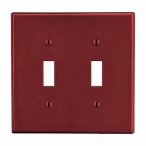 Toggle Switch Wall Plate, Number of Gangs: 2 Plastic, Satin Finish, Red