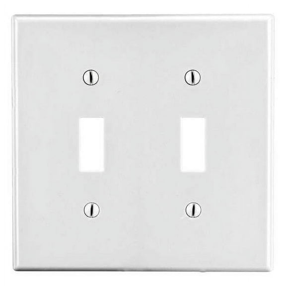 Hubbell Wiring Device-Kellems Tgl Swch Wll Plt,Stnd;Wht,2Gng,Smth Stn P2W