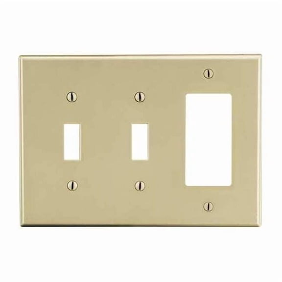Hubbell Wiring Device-Kellems TglSwch/RckrWllPlt,Mid;Ivry,3Gng,SmthStn PJ226I