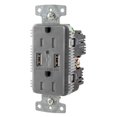 thumbnail image 1 of HUBBELL WIRING DEVICE-KELLEMS USB15A5GY USB Charger Receptacle, 15 Amps, 125V AC, Flush Mount, Decorator Duplex Outlet, 5-15R, Gray, 1 of 1