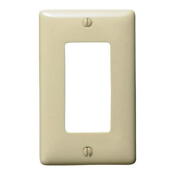 Hubbell WP26I 1-Gang Decorator GFCI Rocker Switch Wall Plate, Standard Size, Thermoset Plastic, Ivory
