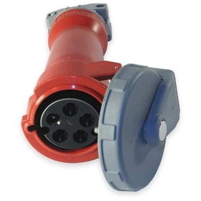 Hubbell Wiring Device-Kellems WT Pn&Slv Connctr,20 A,IEC;Red,4Pl HBL520C7W