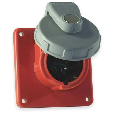 Hubbell Wiring Device-Kellems WT Pn&Slv Rec,Red,30 A;2Pl,Single HBL330R7W
