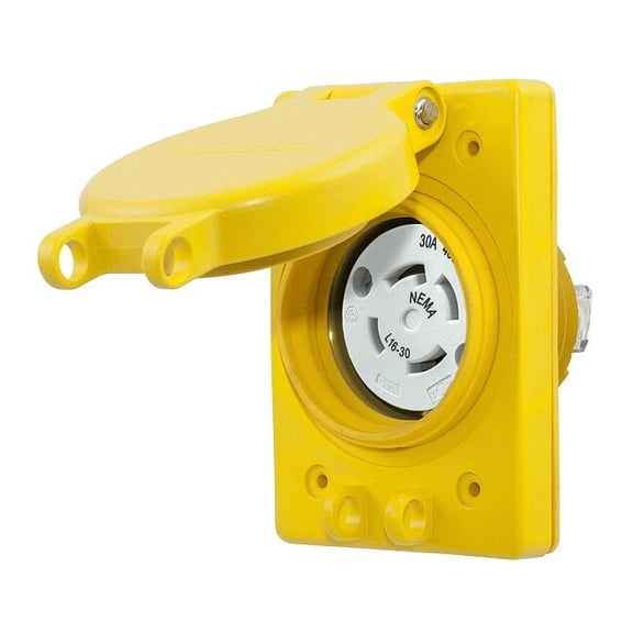 Hubbell Wiring Device-Kellems WTLckRecpt,30A;Yllw;Elstmr,L16-30R,1Gng HBL69W76