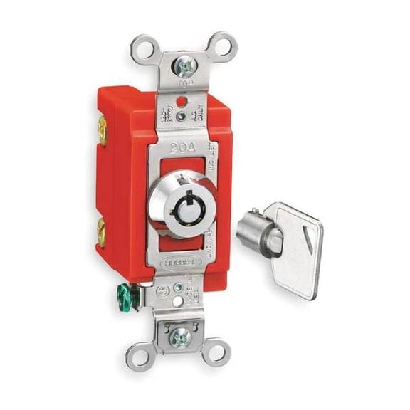 Wall Swtch,3-Way,20A,SS,Barrl Key Lockng