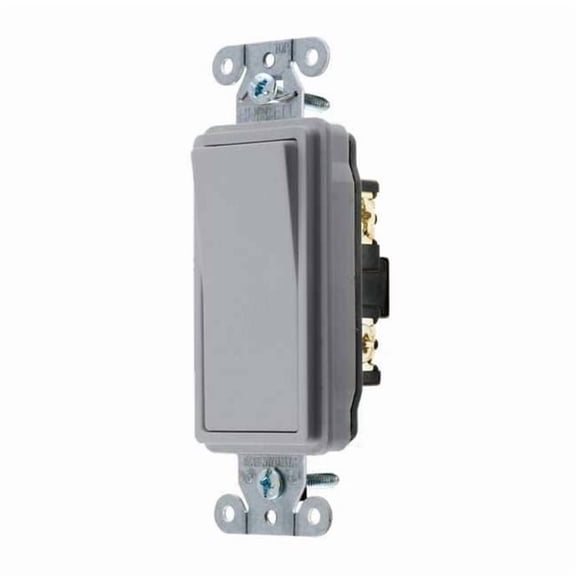 Wall Swtch, 1-Pole, 120/277V, 15A, Gry, Rockr DS115GY