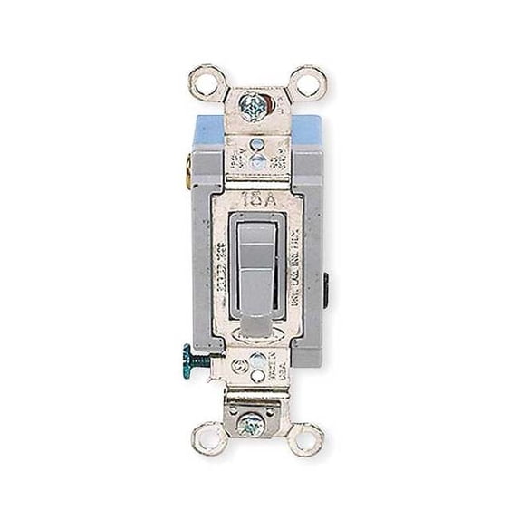 Hubbell Wiring Device-Kellems Wall Switch,Gray,15A;Back;Side,SnglPole HBL1201GY