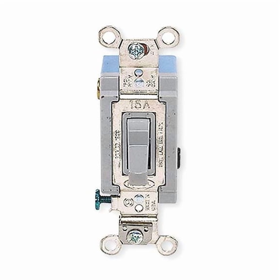 Hubbell Wiring Device-Kellems Wall Switch,Gray,15A;Back;Side,SnglPole HBL1201GY