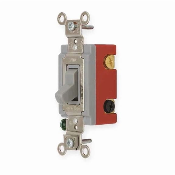 Hubbell Wiring Device-Kellems Wall Switch,Gray,20 A;Back; Side,4-Way HBL1224GY