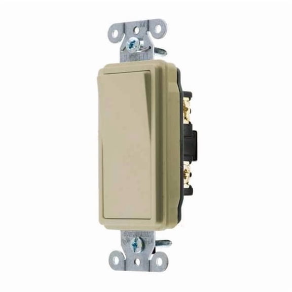 Hubbell Specification Grade Decorator Rocker Switch, 20 Amp, Single Pole, Ivory