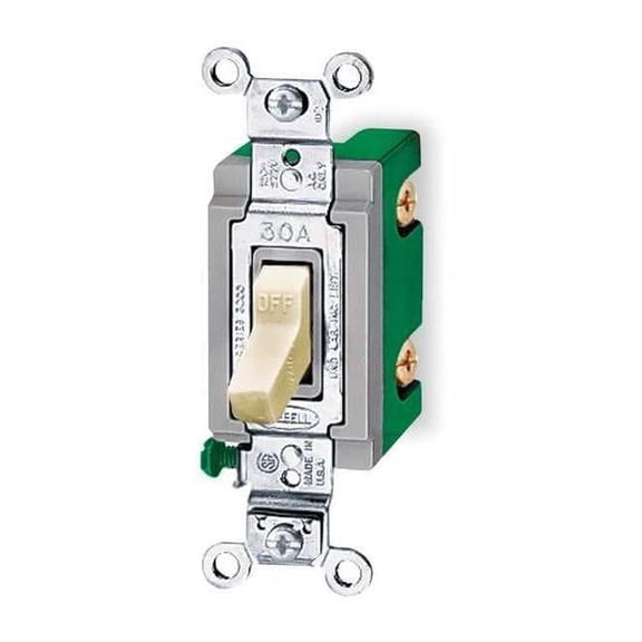 Wall Swtch, 1-Pol, 120/277V, 30A, Ivry, Toggl HBL3031I